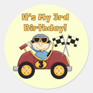 Red Race Car 3rd Birthday Tshirts and Gifts Classic Round Sticker