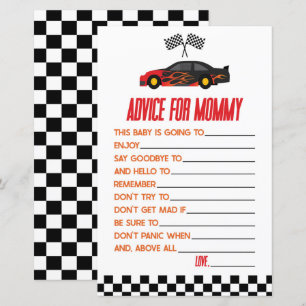 Red Race Car Advice Baby Shower Game Activity