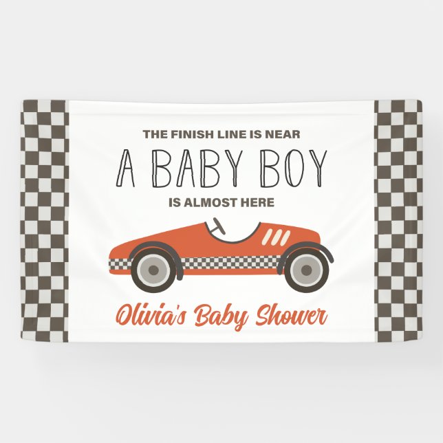Red Race Car Baby Shower Banner (Horizontal)