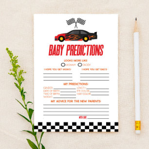 Red Race Car Baby Shower Predictions Game