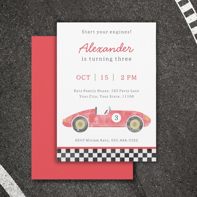 Red race car birthday invitation (Creator Uploaded)