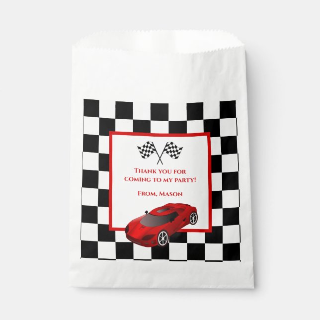 Red Race Car | Birthday Party Favour Bags (Front)