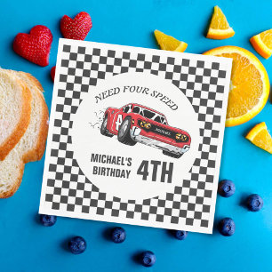 Red Race Car Birthday Party Invitation Napkin