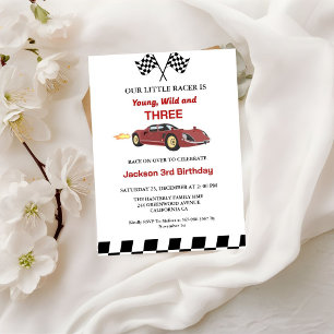 Red Race Car Boy 3rd Birthday Party Invitation