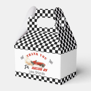 Red race car Boy racing birthday thank you Favour Box