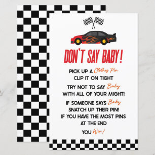 Red Race Car Don't Say Baby Shower Game