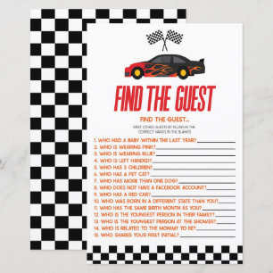 Red Race Car Find The Guest Baby Shower Game