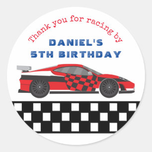 Red Race Car for Kids Boys Birthday Party Classic Round Sticker