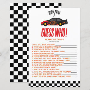 Red Race Car Guess Who Baby Shower Game