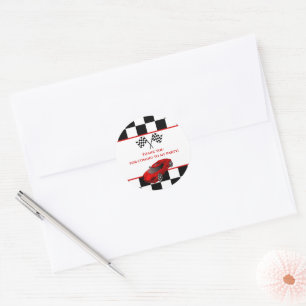 Red Race Car   Kids Birthday Party Favour Classic Round Sticker
