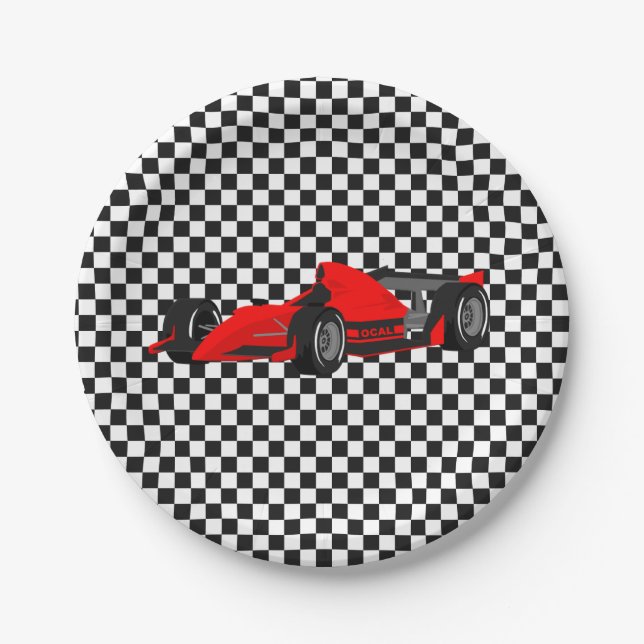 Red Race Car Paper Plate (Front)