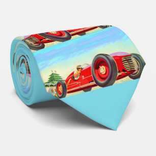 red race car print tie