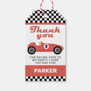 Red Race Car Racing Birthday Party Thank You Favou Gift Tags