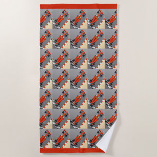Red Race Car Racing Fan Sports  Beach Towel