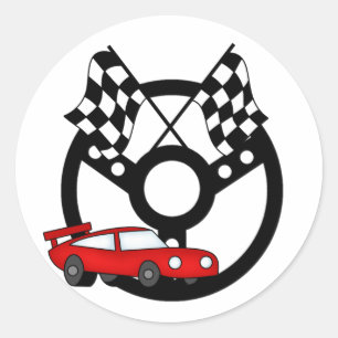 Red Race Car Tshirts and Gifts Classic Round Sticker
