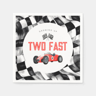 Red Race Car TWO Fast 2nd birthday party Napkin