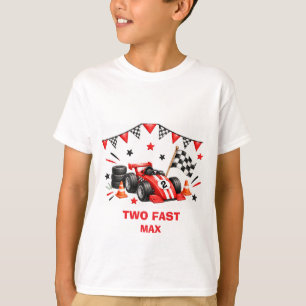 Red Race Car Two Fast Birthday T-Shirt