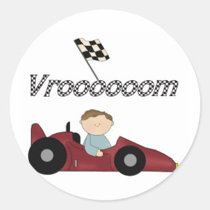 Red Race Car Vroom T-shirts and Gifts Classic Round Sticker