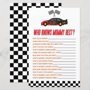 Red Race Car Who Knows Mummy Baby Shower Game