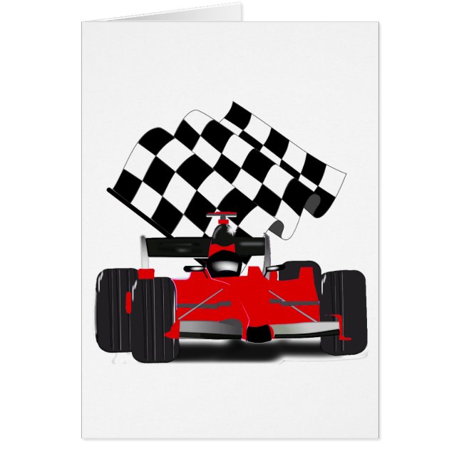 Red Race Car with Chequered Flag (Front)