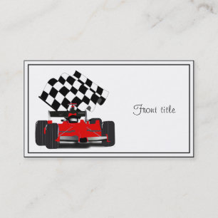 Red Race Car with Chequered Flag Business Card