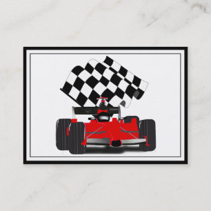 Red Race Car with Chequered Flag Business Card