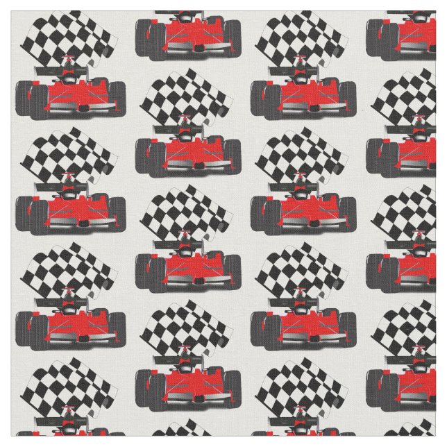 Red Race Car with Chequered Flag Fabric (Close Up)