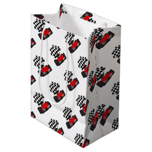 Red Race Car with Chequered Flag Medium Gift Bag