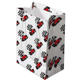 Red Race Car with Chequered Flag Medium Gift Bag