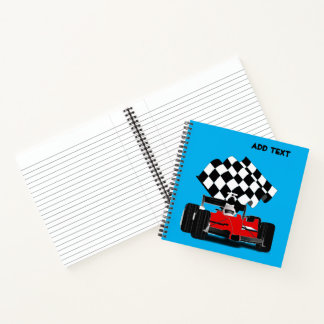 Red Race Car with Chequered Flag Notebook