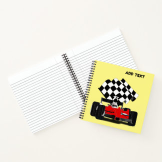 Red Race Car with Chequered Flag Notebook