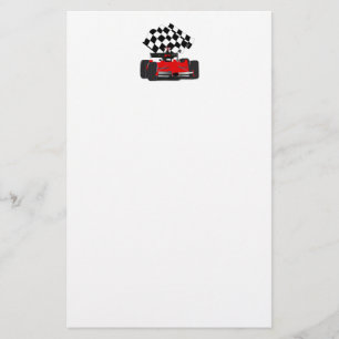 Red Race Car with Chequered Flag Stationery