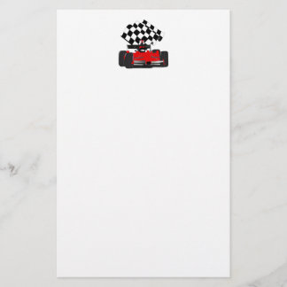 Red Race Car with Chequered Flag Stationery