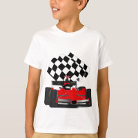 Red Race Car with Chequered Flag