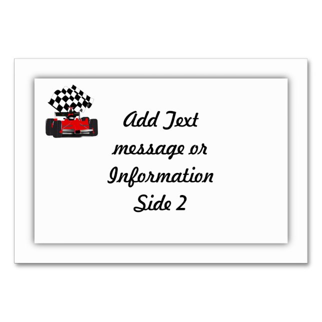 Red Race Car with Chequered Flag Table Number (Back)