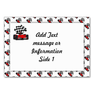 Red Race Car with Chequered Flag Table Number