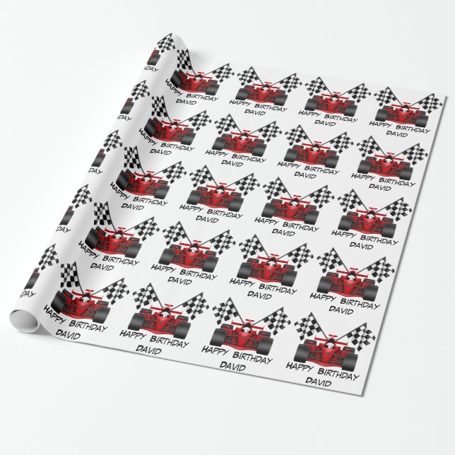 Red Race Car Wrapping Paper (Unrolled)