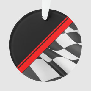 Red Race Stripe Chequered Flag Ornament