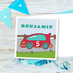 Red Racing Car Birthday Party Napkin