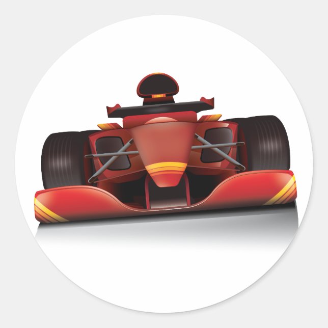 Red Racing Car Classic Round Sticker (Front)