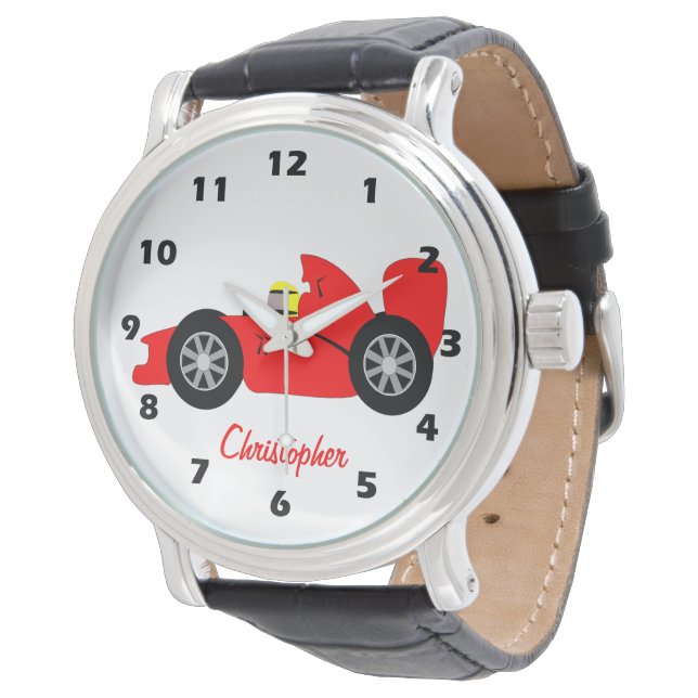 Red Racing Car Design Personalised Watch (Angled)