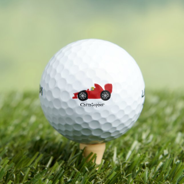 Red Racing Car Personalised Golf Balls (Insitu Tee)