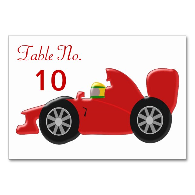 Red Racing Car Table Number (Front)