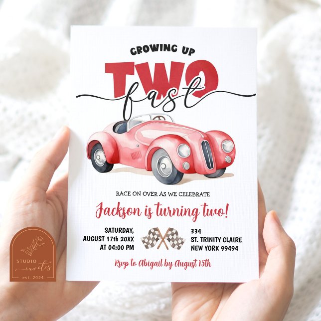 Red Racing Car Two Fast 2nd Birthday Invitation (Creator Uploaded)