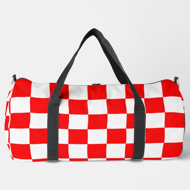 Red Racing Chequered Flag Display Customisable Duffle Bag (Front)
