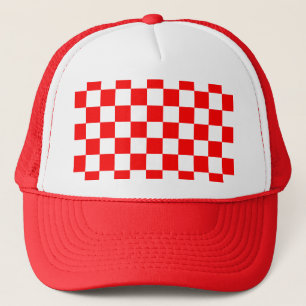 Red Racing Chequered Flag Display Customisable Trucker Hat