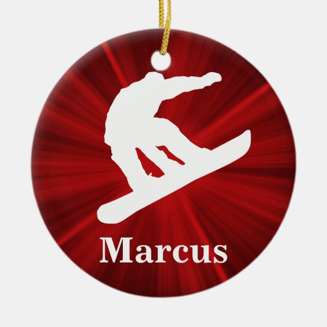Red Radiance Personalised Snowboarding Ornament (Front)