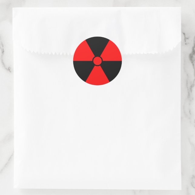 Red Radiation Symbol Classic Round Sticker (Bag)