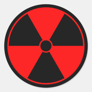 Red Radiation Symbol Classic Round Sticker