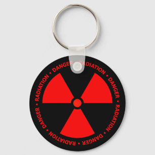 Red Radiation Warning Key Ring